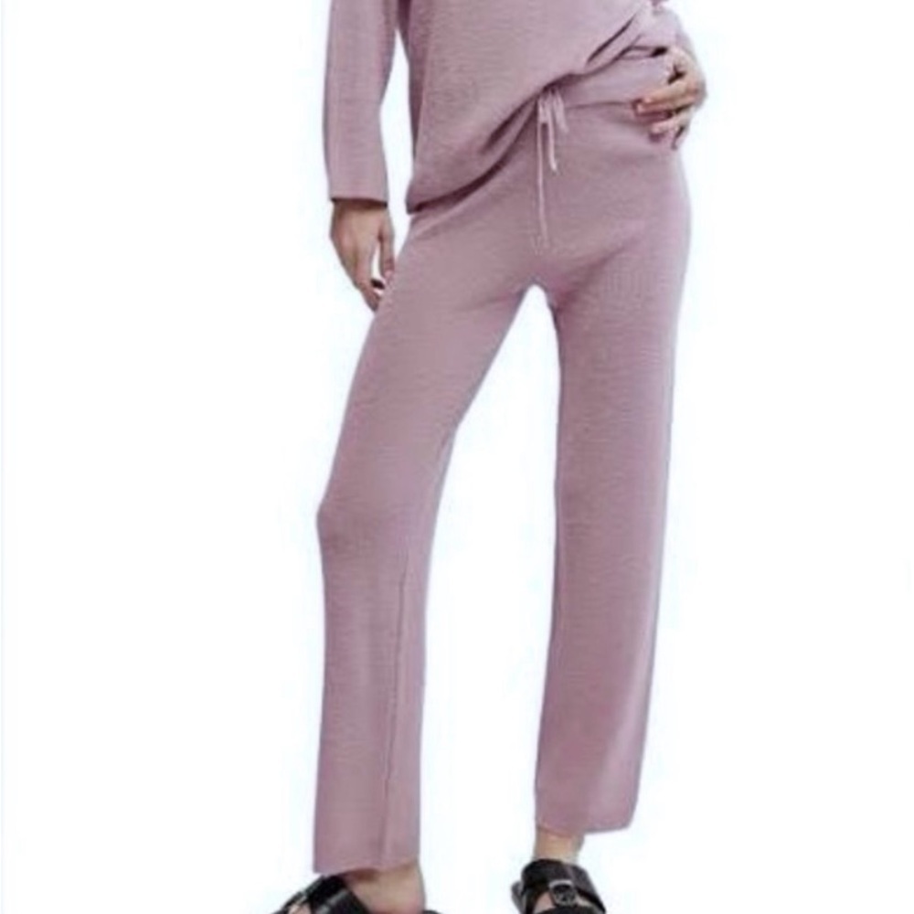 FP Beach Free People Malibu Sweater Wide Leg Knit Pants Lavender Purple Large